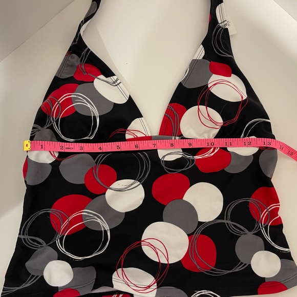 NWOT FADED GLORY | BLACK/GRAY/RED/WHITE TANKINI SWIMSUIT TOP | SIZE 4/6 SMALL - Picture 4 of 7
